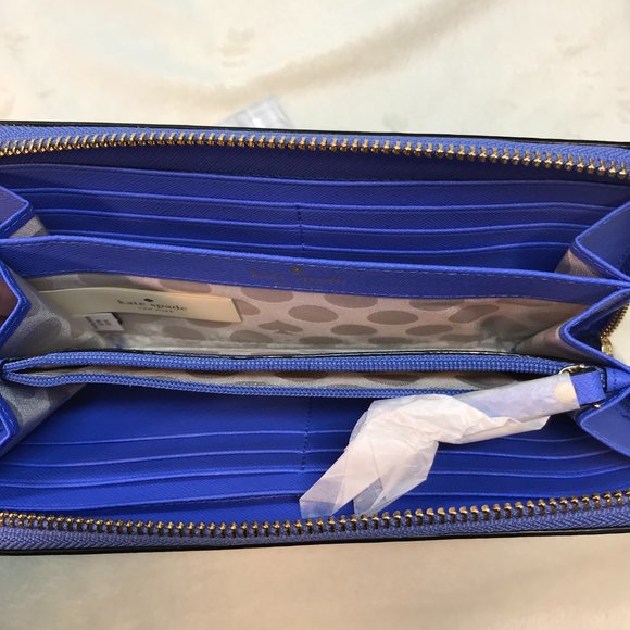 NWT Kate Spade Leather Color Block Zip Around Continental Wallet in Royal & Navy - Picture 8 of 10